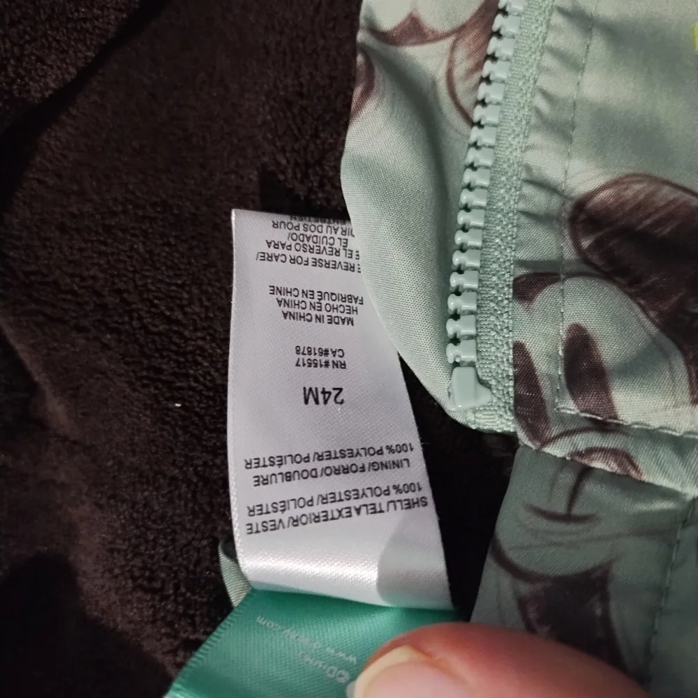 Disney Kids Light Green Mickey Mouse Hooded Jacket with Black Ears